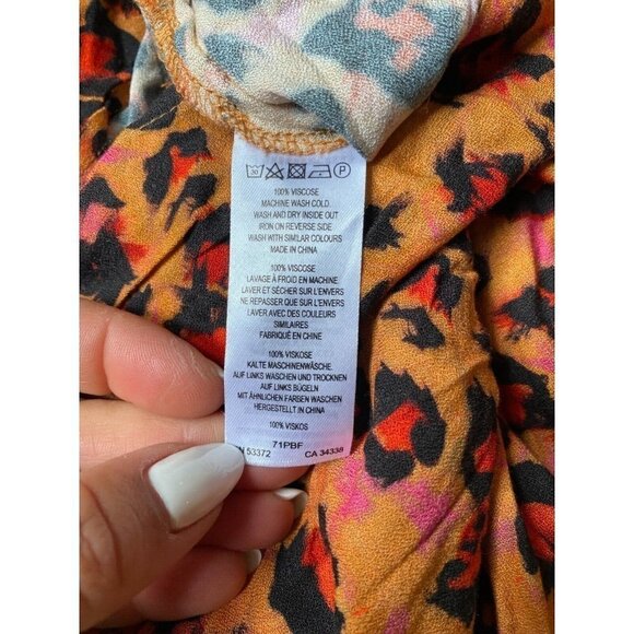 French Connection Womens "Amelia" Leopard Midi Dress Size 6 Front Slit - Picture 7 of 9